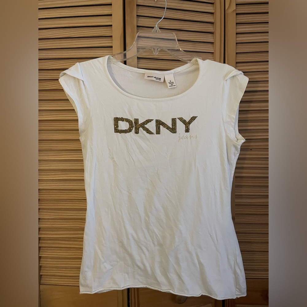 Y2K DKNY jeans petite white short sleeve tee medium